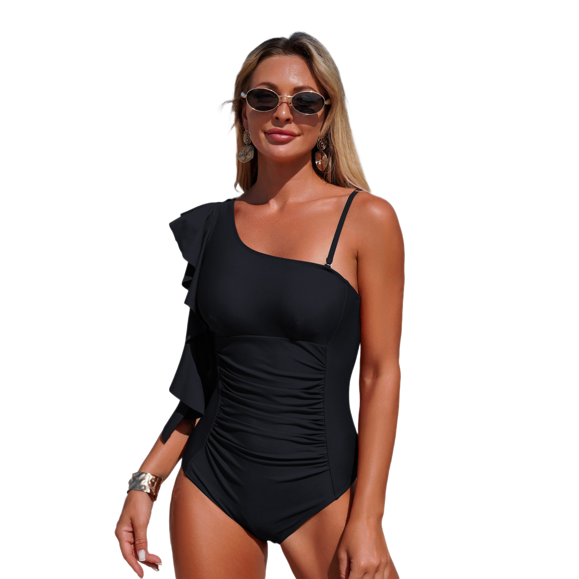 One Shoulder Women's One-piece Swimsuit