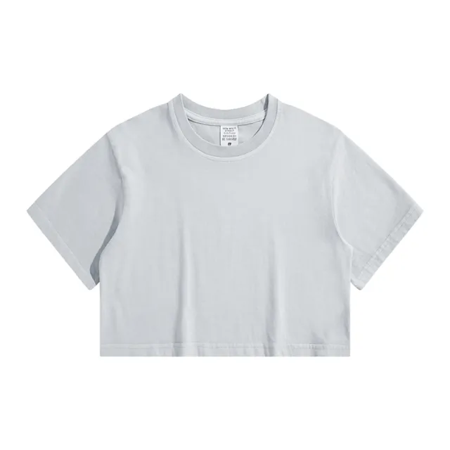 High Waist Cropped T Shirt With Navel Design Light Grey - Shop at LoveMi