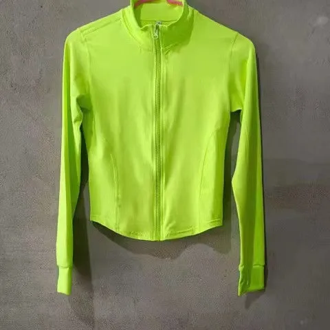 Oversized Slim Stand Neck Sports Jacket Women's Tight Fitness Top Fluorescent Gree - Shop at LoveMi
