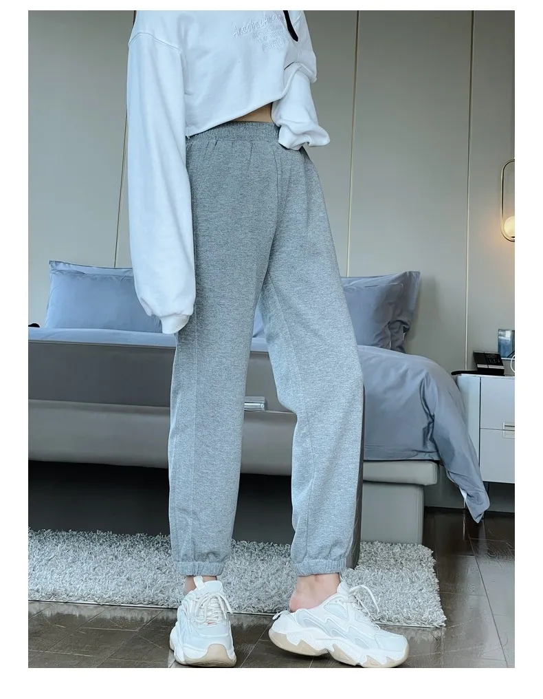 Fashion Slim Cotton Loose Casual Sports Trousers - Grey