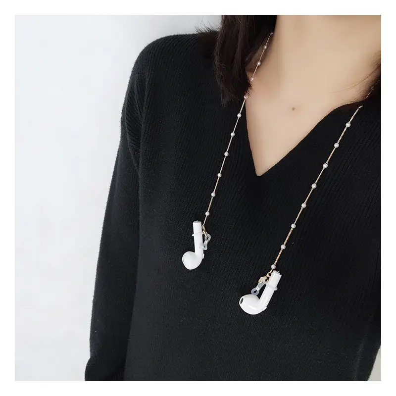 Wireless Bluetooth Headset Anti-lost Necklace Female Pearl Chain