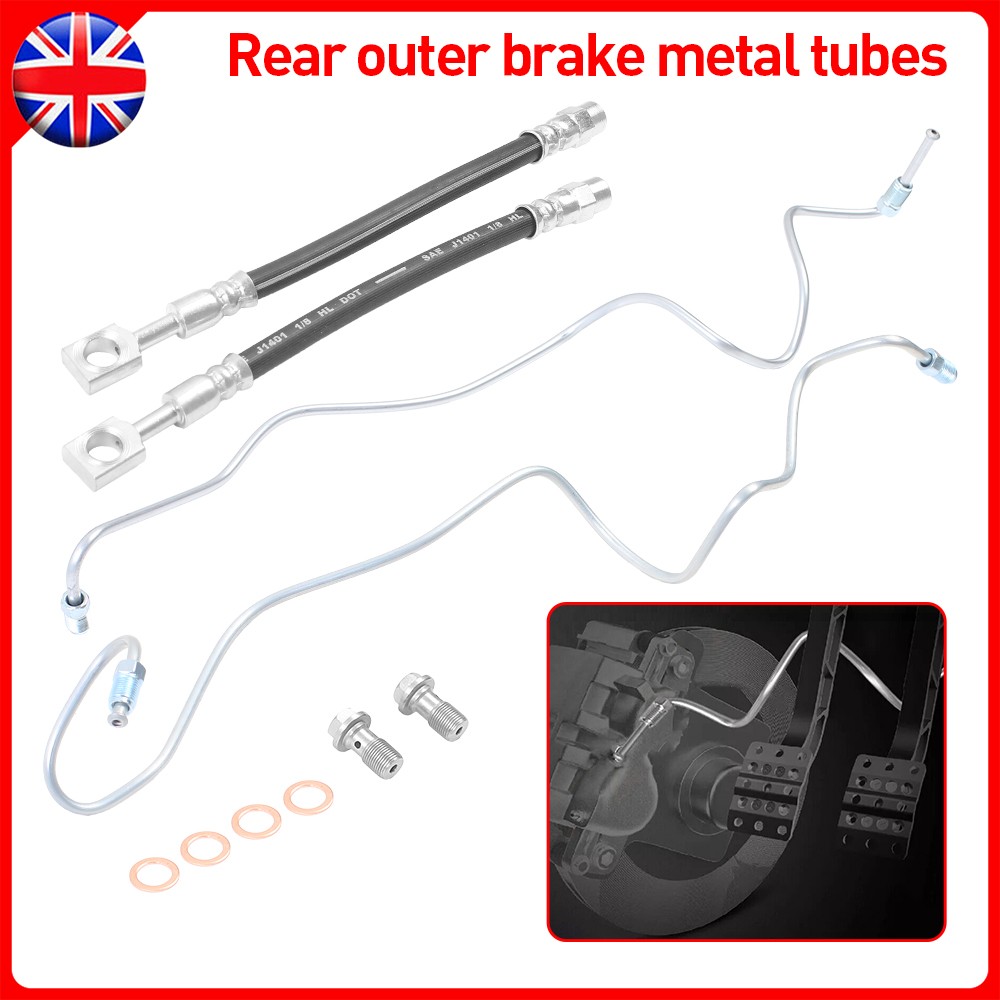 Pair Rear Brake Hoses & Pipes For Golf Beetle Bora TT A3 Octavia L Eon — image 8