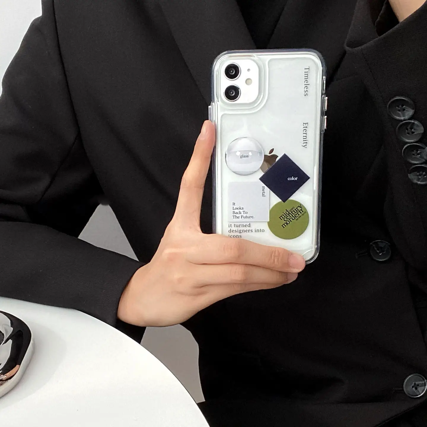 Metal Cold Wind Label Transparent Phone Case