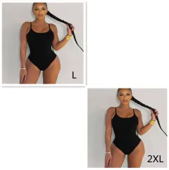 Sling Backless Tether Plus Size Solid Color Triangle One-piece Swimsuit - Set2 - View 1