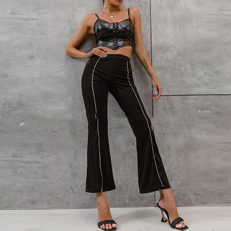 Title 2, New Black High Waist Temperament Casual Pants