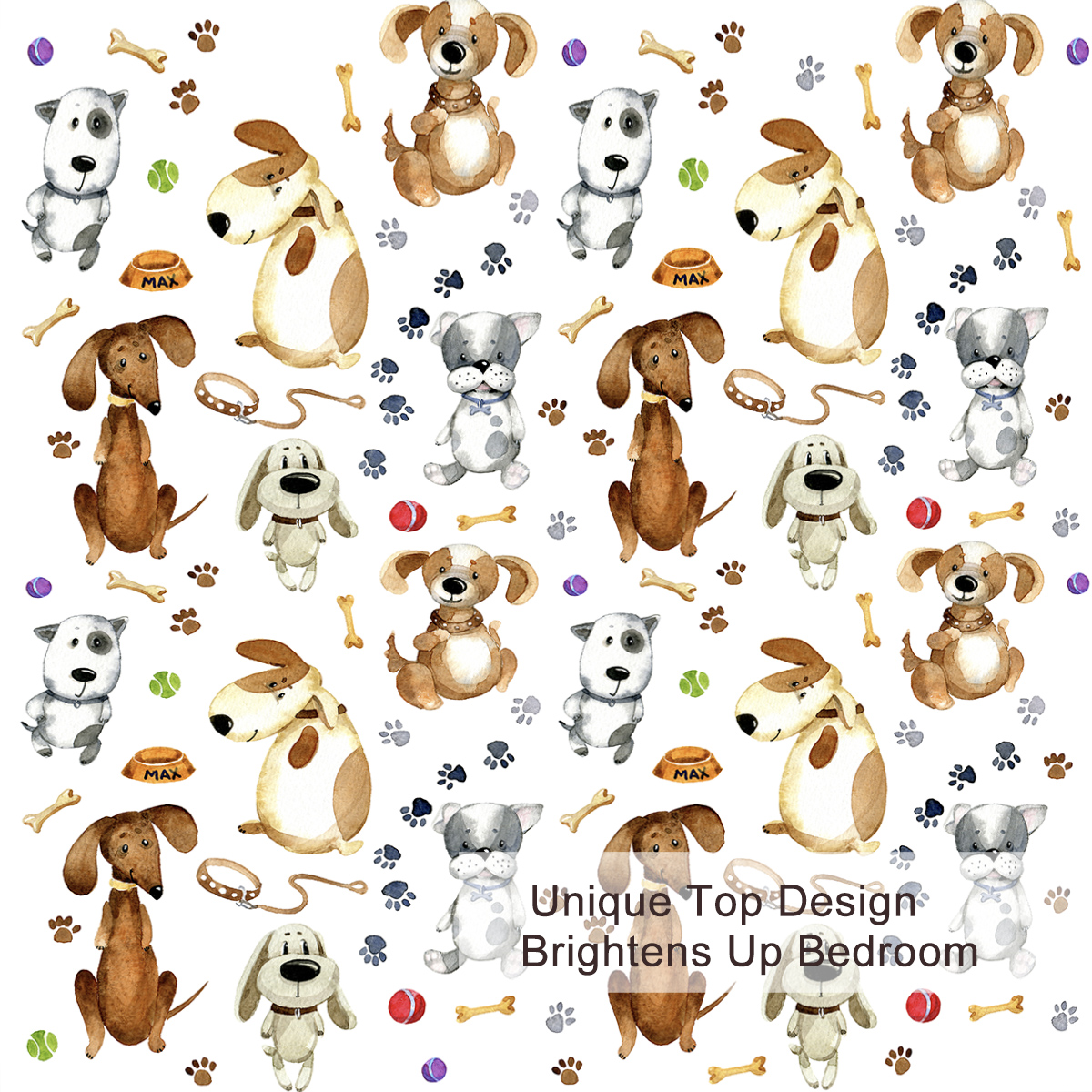 Kids' Duvet Cover Sets Animals Pastel Duvet Covers Cartoon Dogs Paws Pattern Bed Sets 3 Pieces 1 Duvet Cover And 2 Pillow Cases Cute Puppy Dogs Bedding For Kids — foto 2