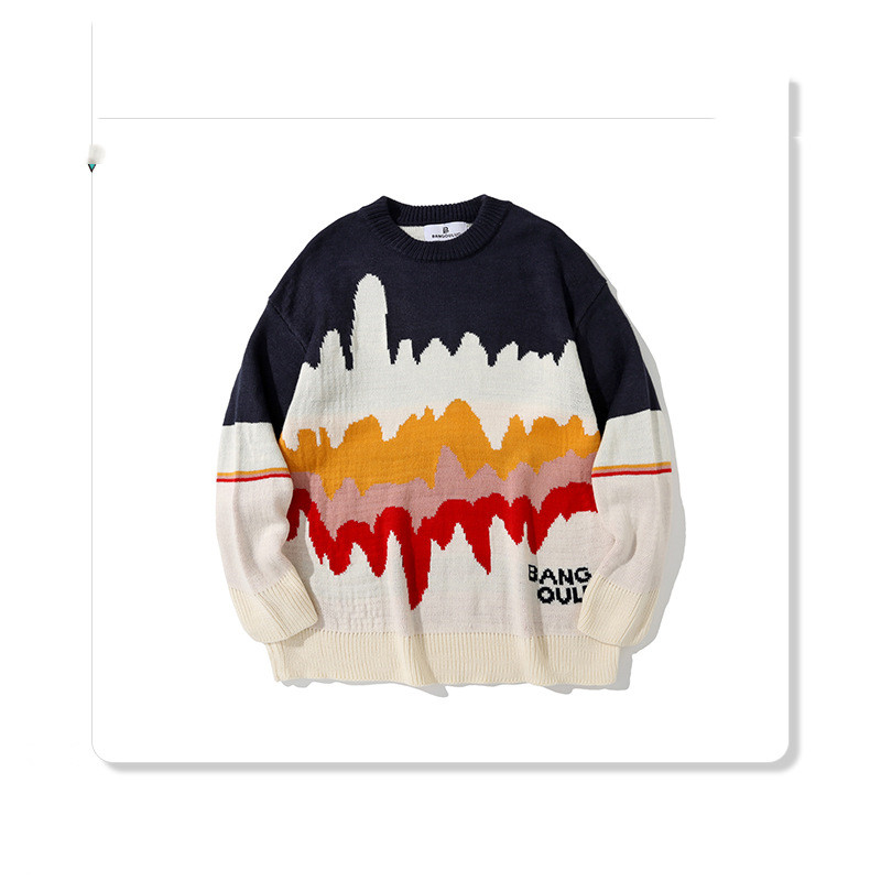 Color Block Pullover Women's Street Wear Loose Inner Knit Sweater