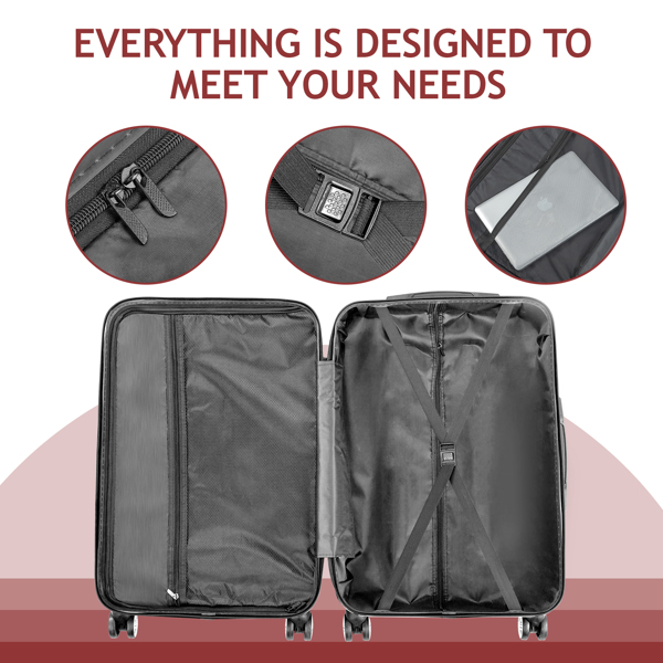 Curved Vertical Stripe 4-in-1 Trolley Case 16in 20in 24in 28in ABS Aluminum Alloy Tie Rod — foto 8