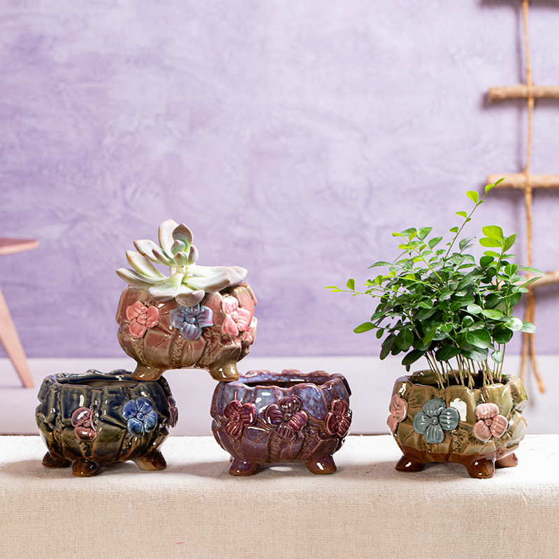Rose Succulent Flower Pot Stoneware Korean Hand-kneading Breathable Ceramic