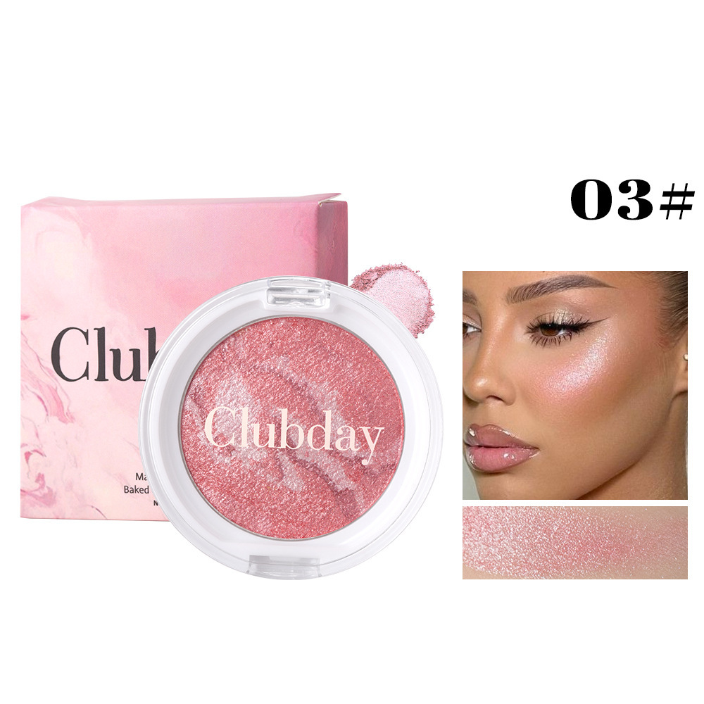 Three Color Streaky Flesh Highlight Powder Blusher Pearl Brightening Marble Pattern All-in-one Dish Rouge — foto 3