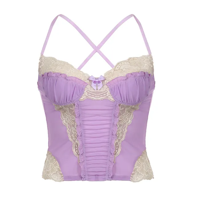 Strap Pure Desire Niche Style Short Tank Top For Women Purple - Shop at LoveMi