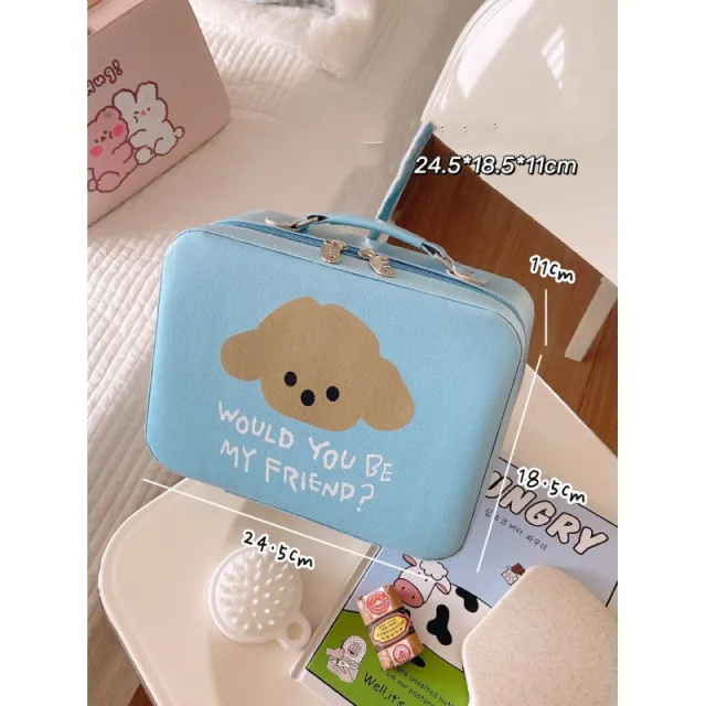 Cute Cosmetic Bag Female Portable Travel Large Capacity Blue - Shop at LoveMi