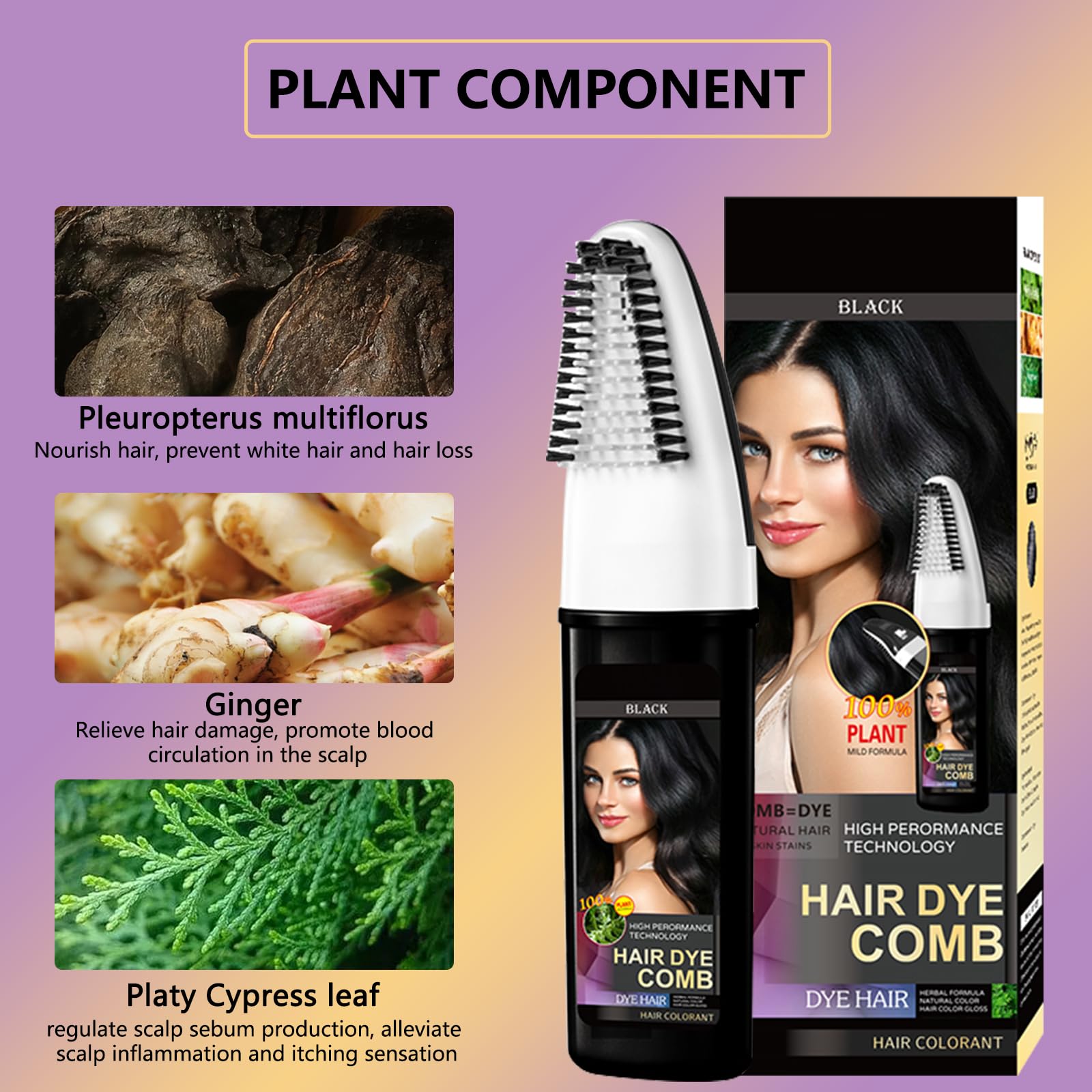 3-in-1 Black Hair Dye Shampoo, Can Cover Gray Hair, Contains Herbal Ingredients, Including Ginseng Extract, Natural Coloring.