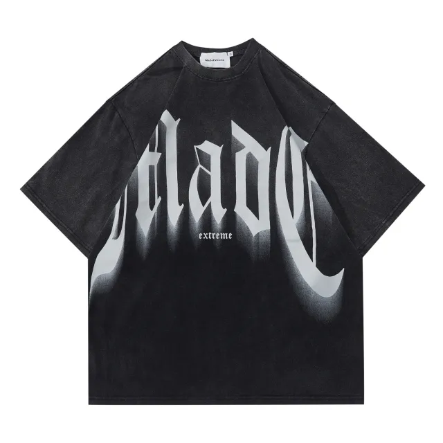 Street Basics Large Letter Print Loose Short Sleeve T Shirt Black - Shop at LoveMi