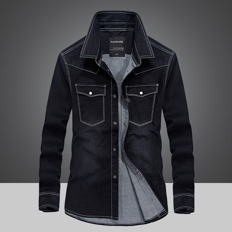 Men's Long Sleeved Denim Shirt Outdoor Leisure