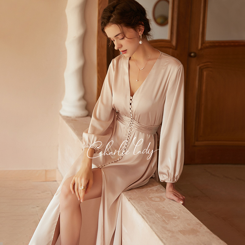 Title 3, Brides French Luxury Long Silk Nightgown, expe...