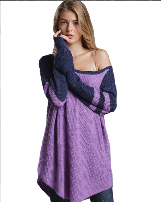 Title 2, Womens Mid-length Loose Solid Color Pullover K...