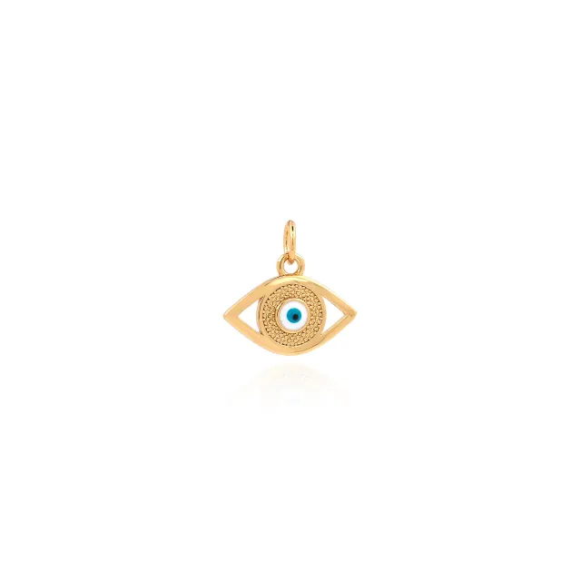 18K Copper Plating Oil Dropping Eye Pendant White - Shop at LoveMi