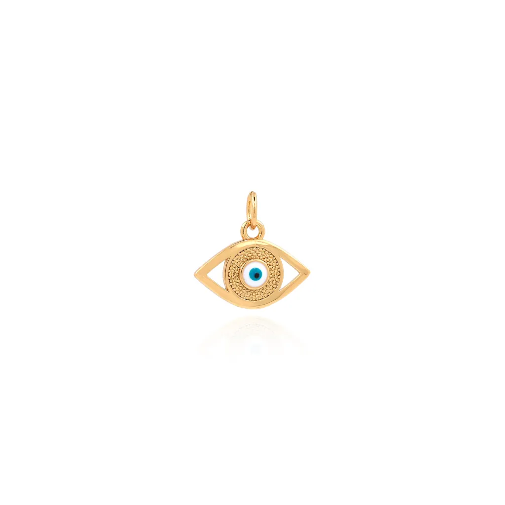 18K Copper Plating Oil Dropping Eye Pendant - White