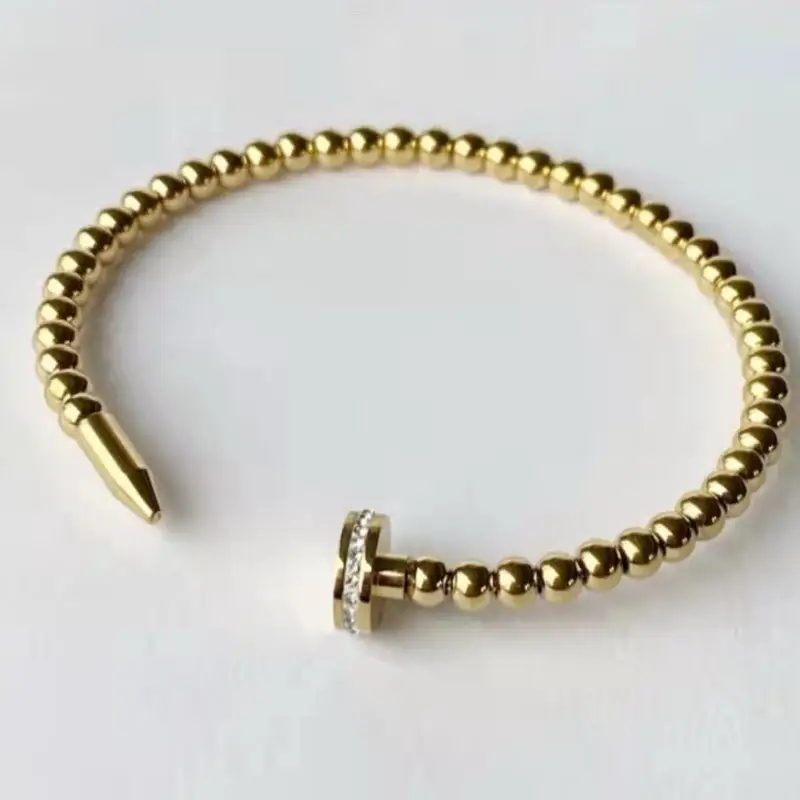 18K Gold Plated Titanium Steel Nail Studded Diamond Bracelet