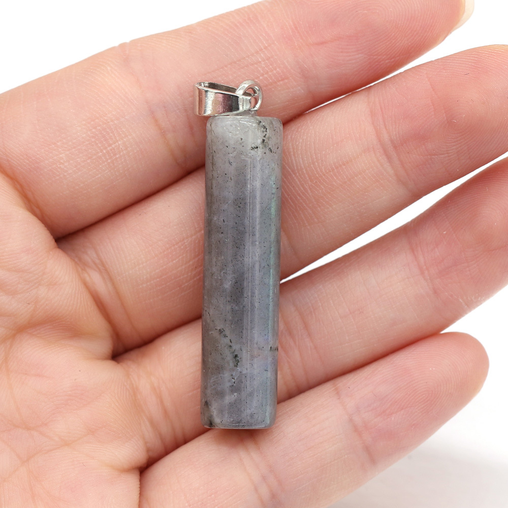 Natural Stone Semi Precious Cylindrical Pendant Glitter Stone - Shop at LoveMi