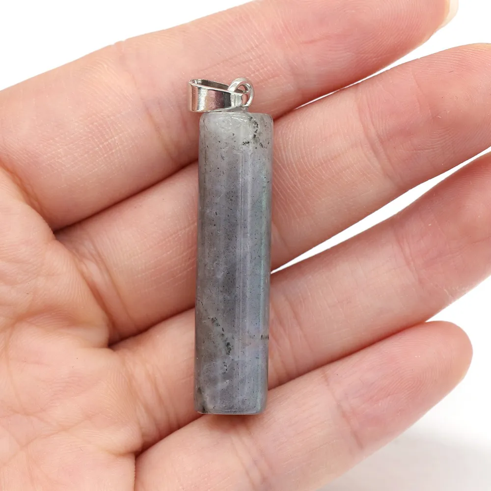 Natural Stone Semi-Precious Cylindrical Pendant - Glitter Stone