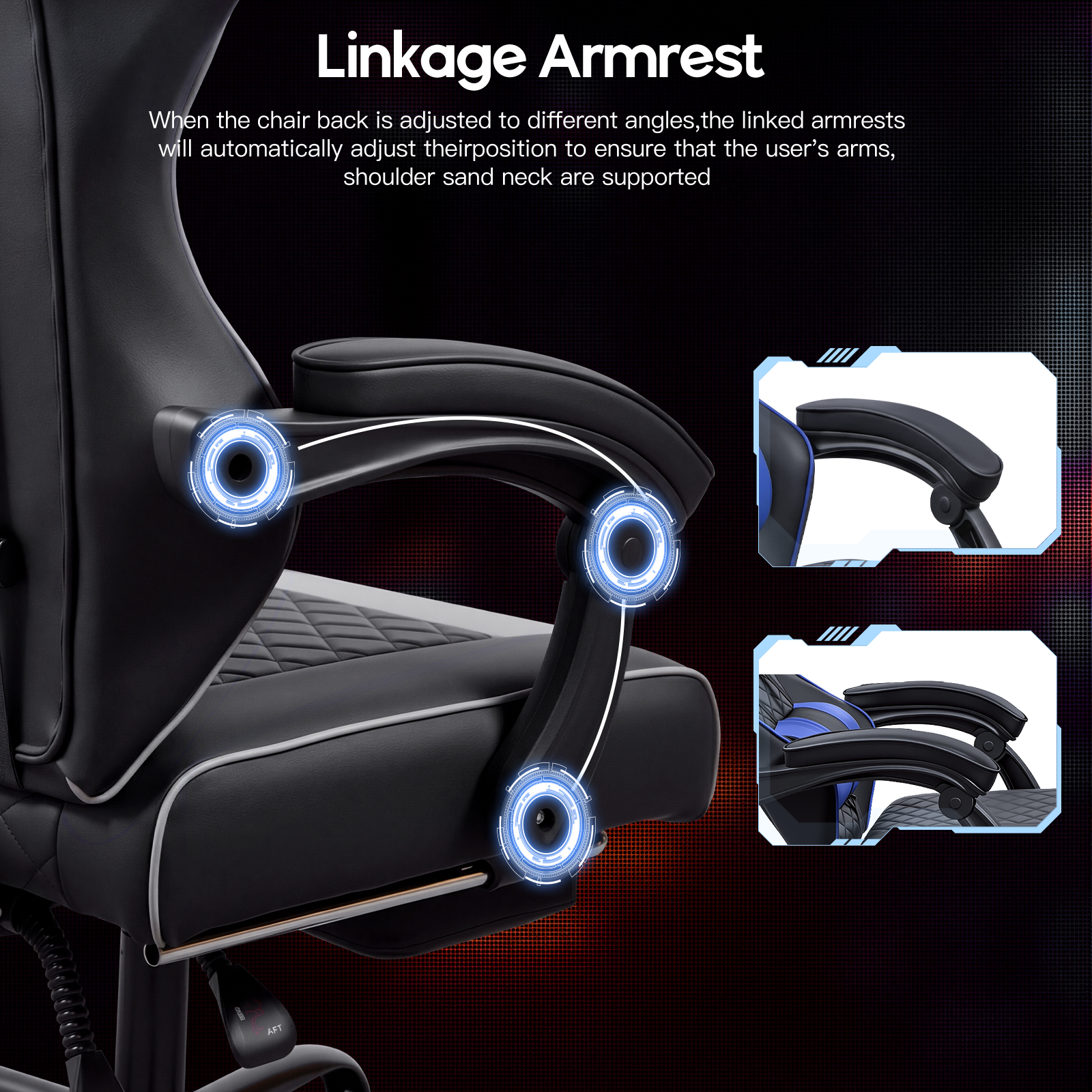 Racing Style Gaming Chair With Footrest,PU Leather,Massage Lumbar — image 11