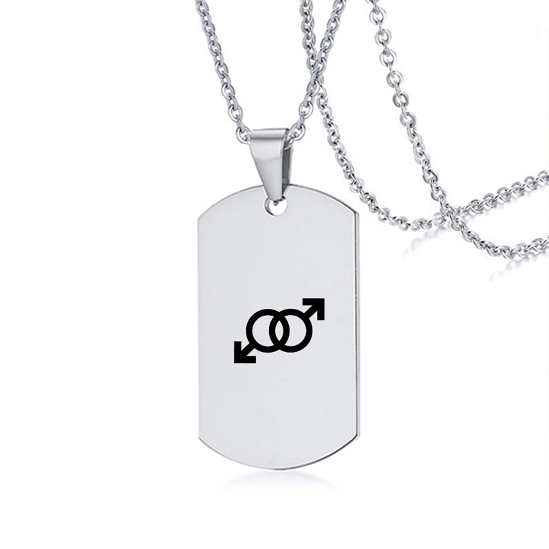 Stainless Steel LGBT ID Necklace Jewelry Engrave Gay Lesbian Transgender Symbol Dog Tags Necklaces For Men Women