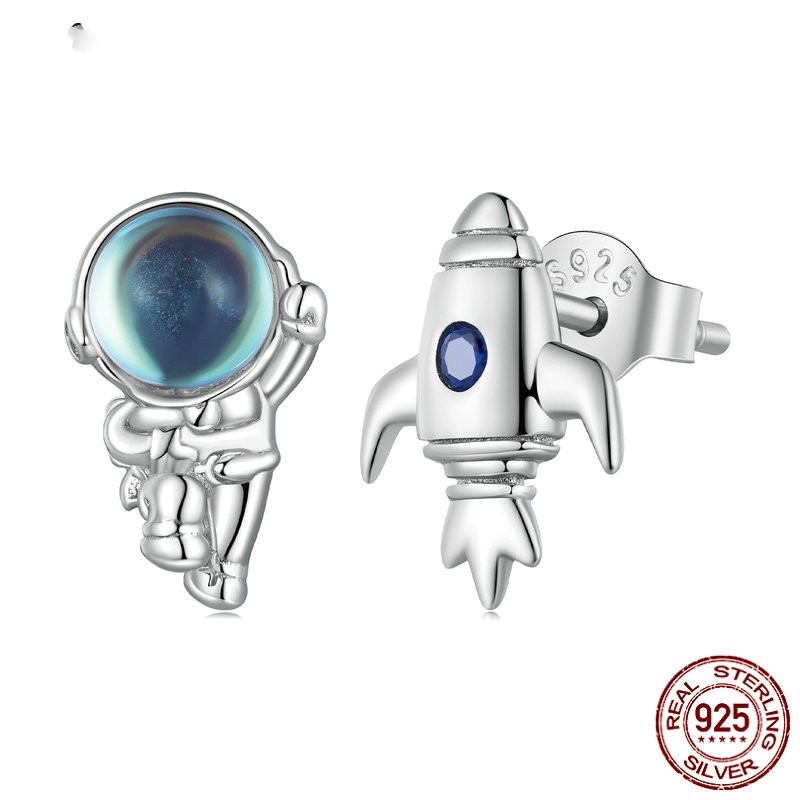 Title 2, 925 Spaceman Spacecraft Asymmetric Earrings