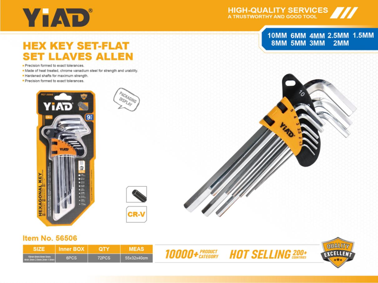 9-piece Set Of Medium-long Flat Head Hexagon Socket, Only Support Self-pickup, Please Note That Free Shipping Is For Anti-bidding Price