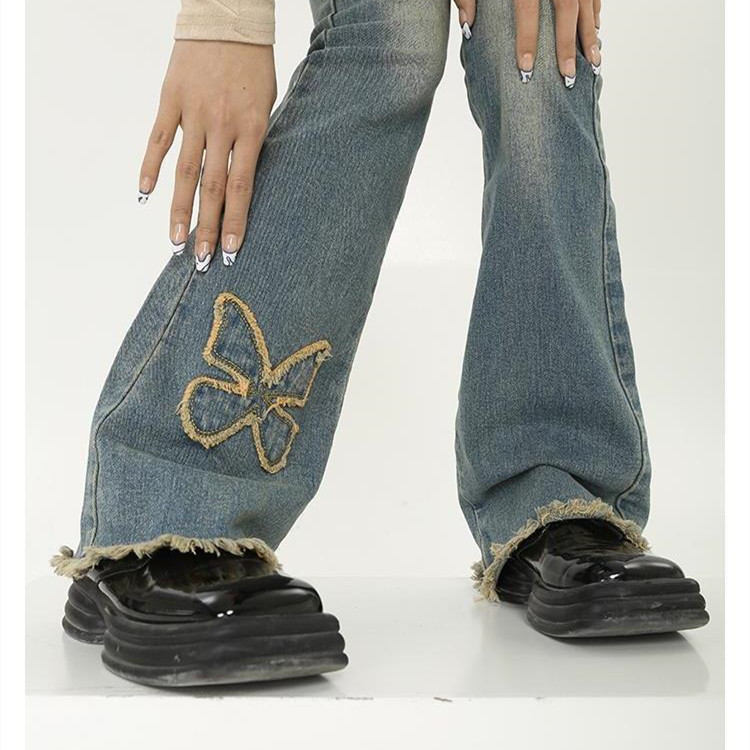 High-waisted Straight Tube Thin And Wide-legged Trendy Style