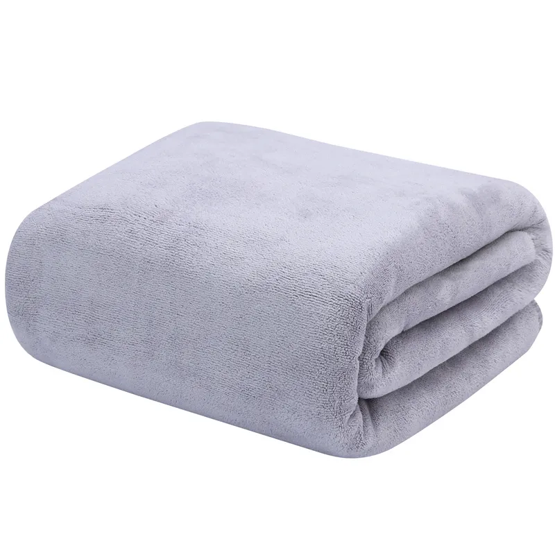 Large Cotton Absorbent Quick Drying Lint Resistant Towel - White Grey Thickened