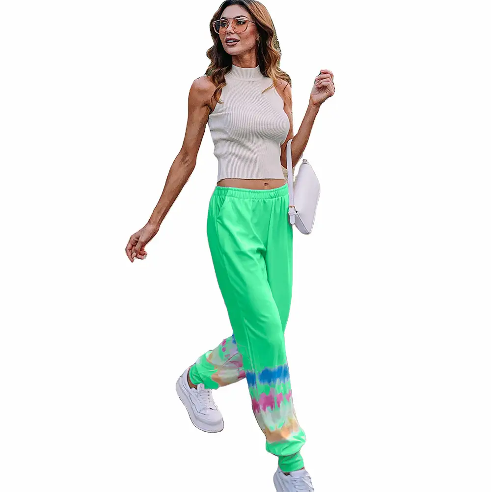 Locate Print Elastic Waist Casual Versatile Harem Pants