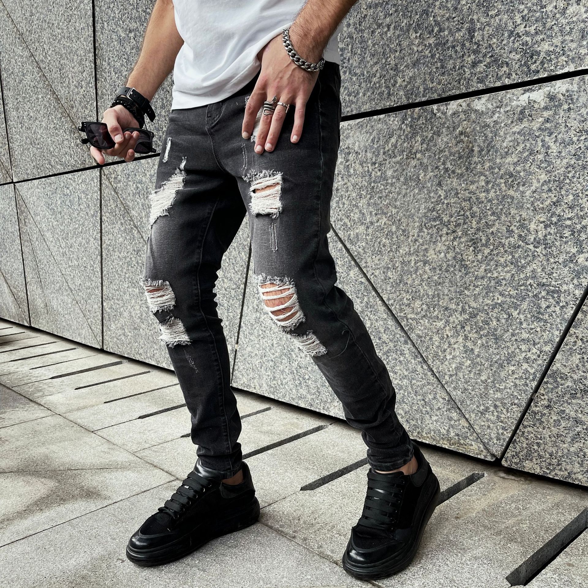 Title 6, New Mens Jeans Teenagers Big Ripped Leisure Sl...