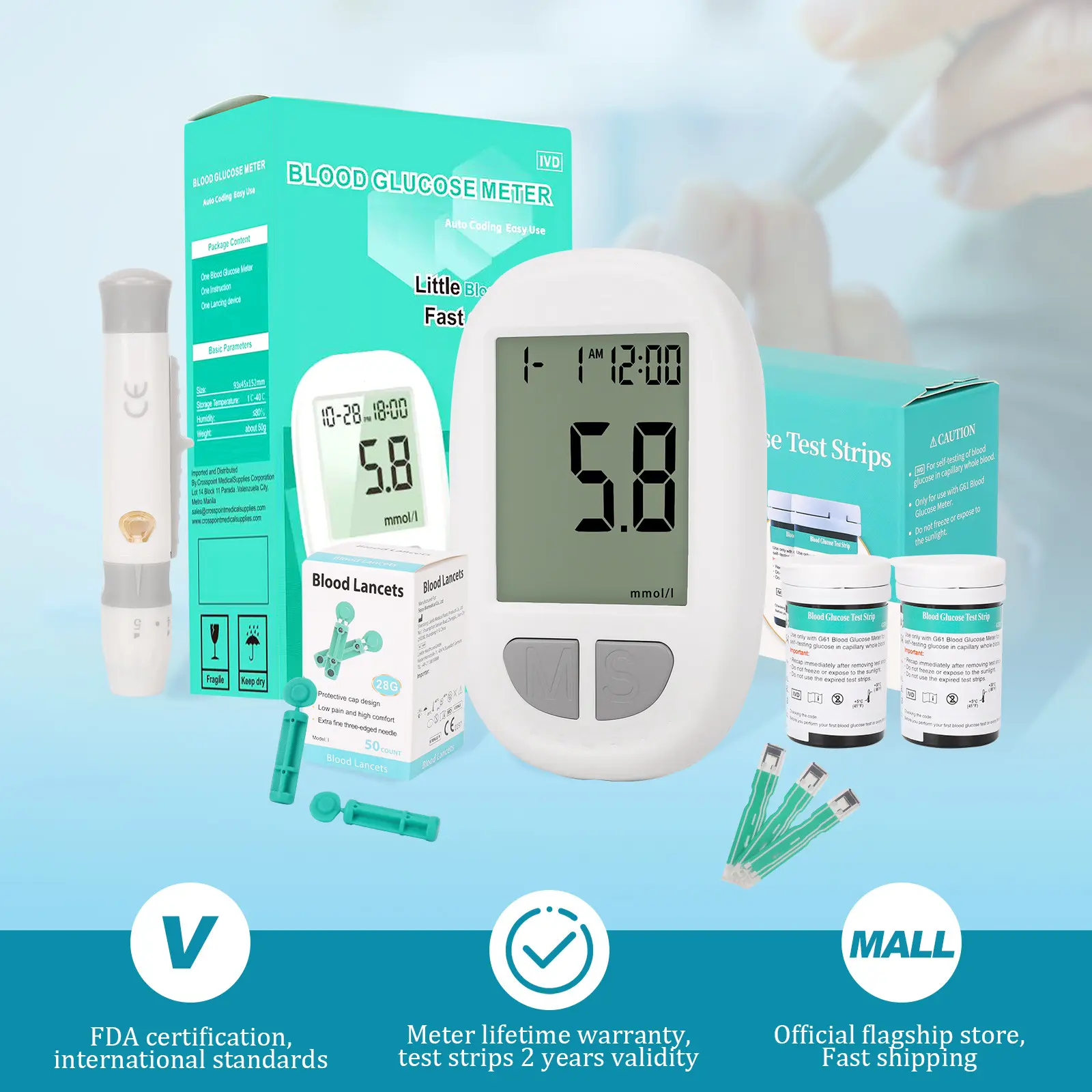 Portable Blood Glucose Meter Kit