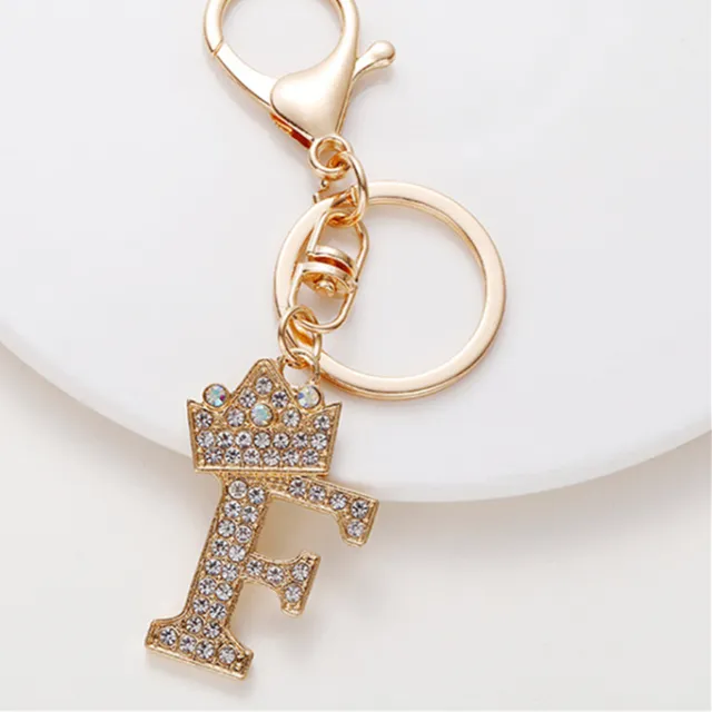 Metal Diamond encrusted 26 English Crown Alphabet Keychain - Shop at LoveMi