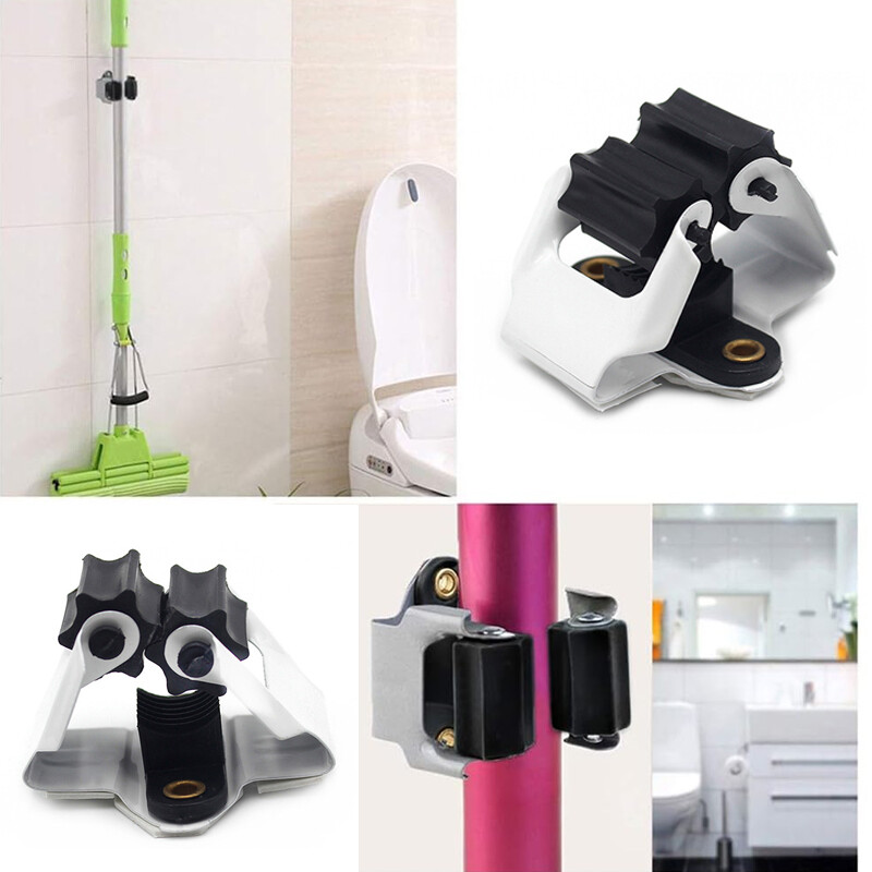 10 Pack Clip Mop Broom Holder Brush Handle-Tool Hanger Wall Mounted Storage Rack