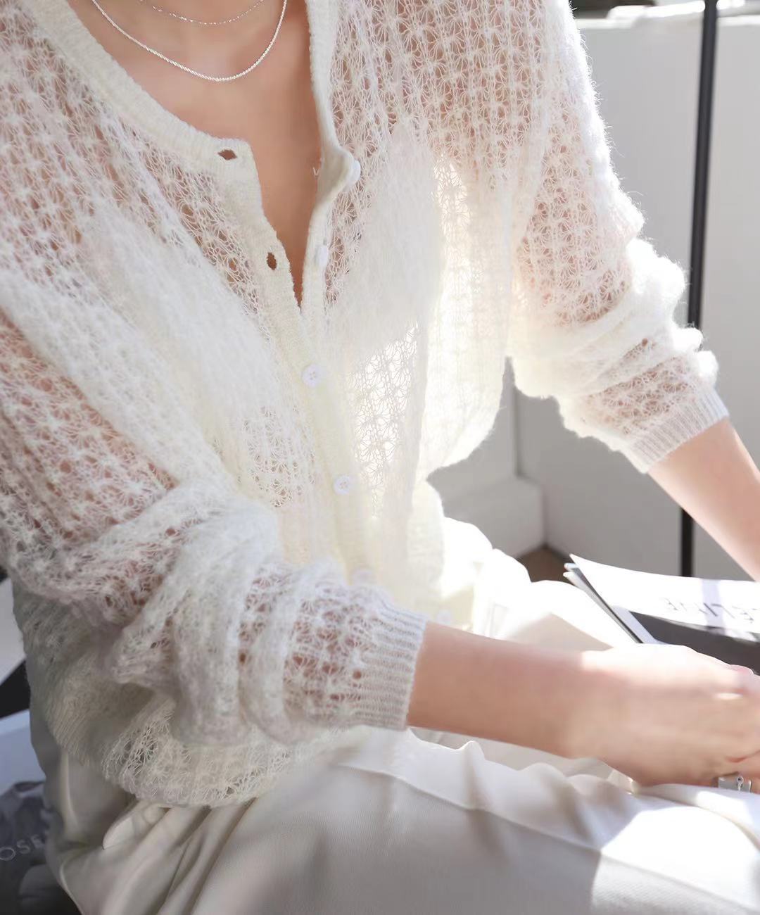 Spring And Summer New Korean Loose-fitting White Top Twist Sweater