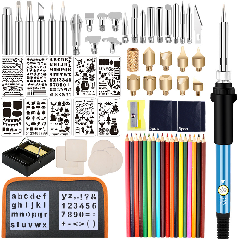 Adjustable Temperature Soldering Brush Set 82pcs Engraving