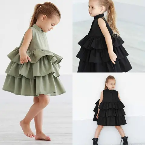 Fashion Simple Solid Color Sleeveless Small and Medium Girl