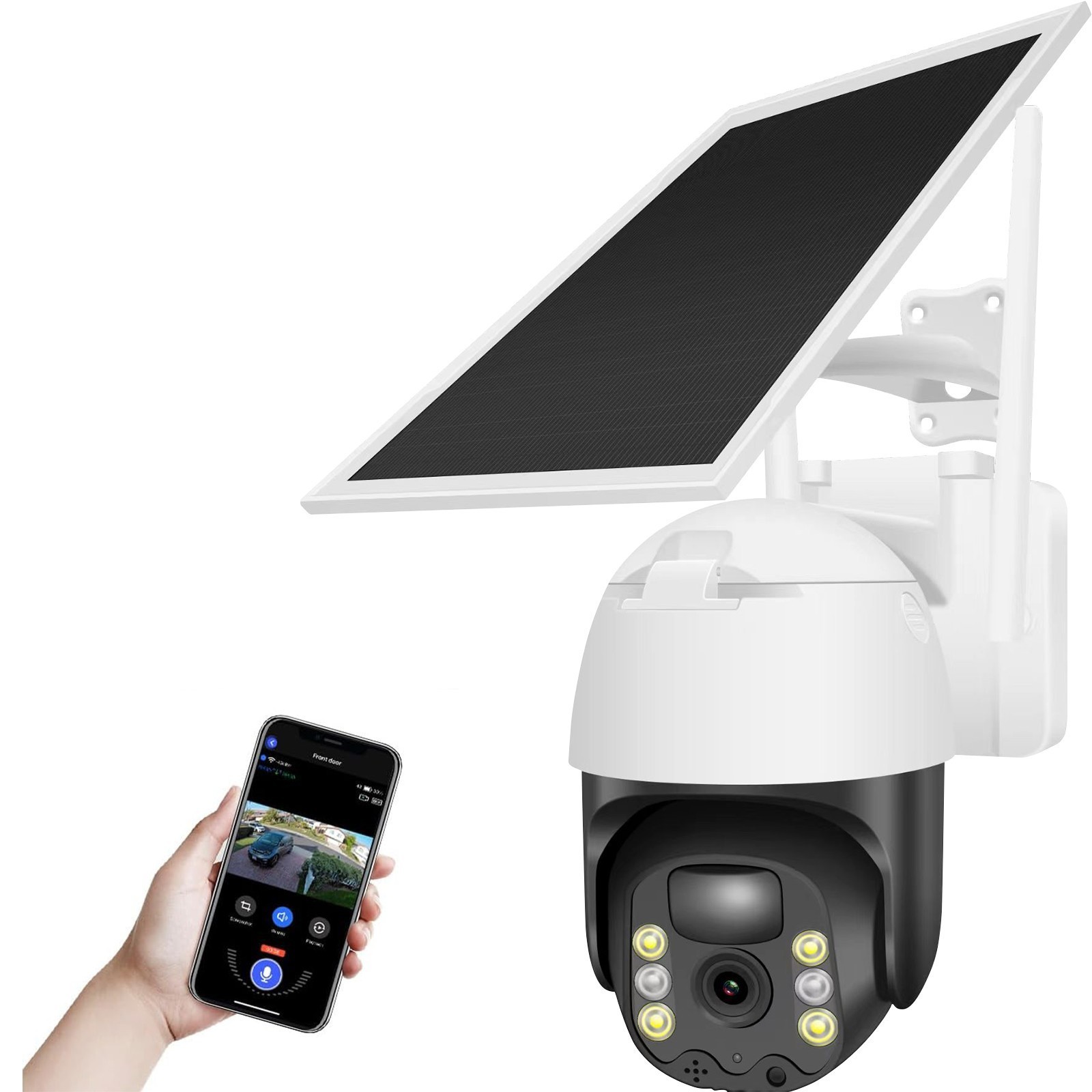 Solar Battery Powered Wireless WiFi Outdoor PanTilt Home Security Camera System