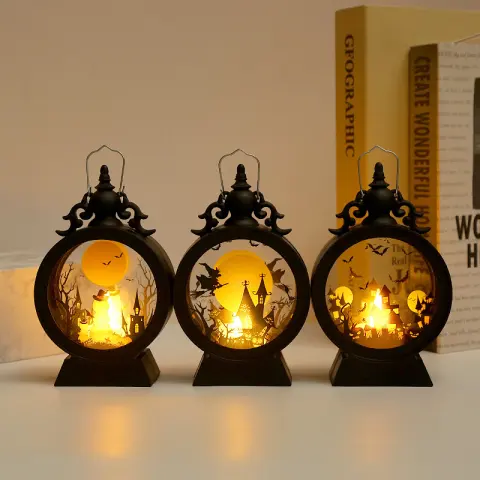 Halloween Retro Candle Portable Storm Lantern