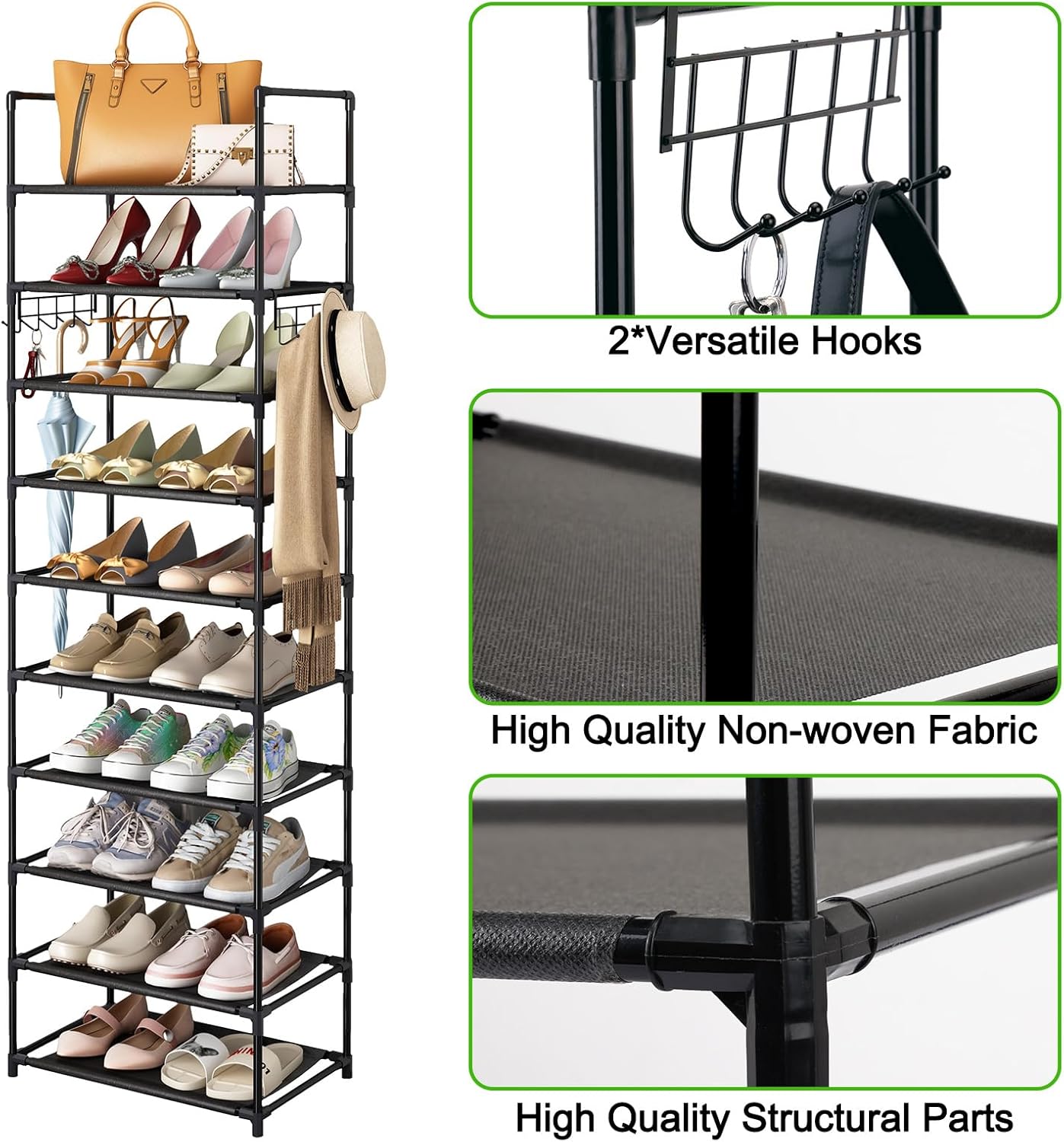 Shoe Rack Tall Metal Shoe Storage Organizer For Bathroom Bedroom Living Room image 6