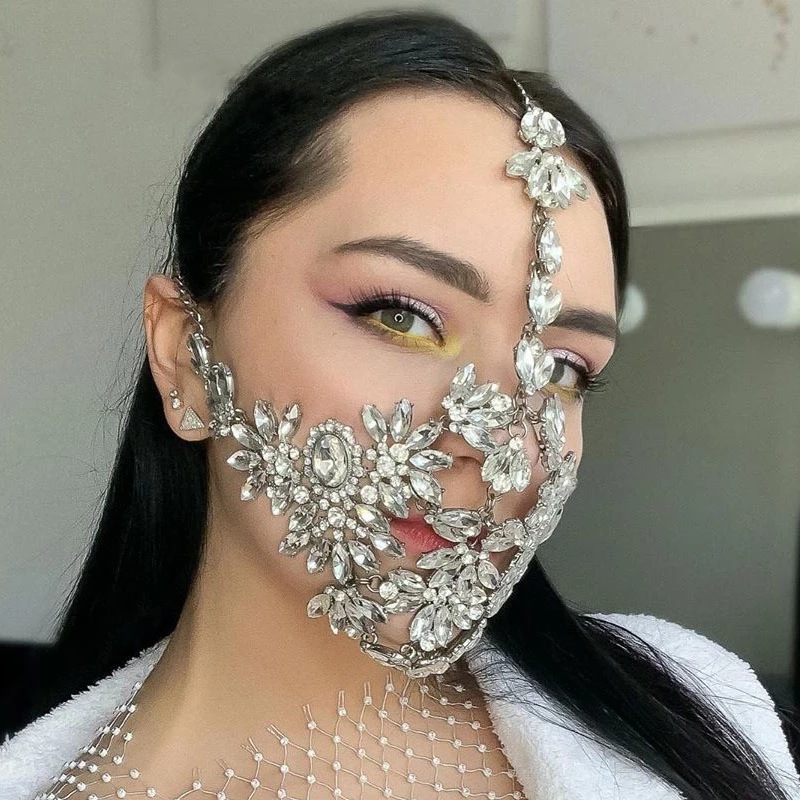 Fashion Exaggerated Halloween Rhinestone Crystal Masquerade Mask Party — foto 4