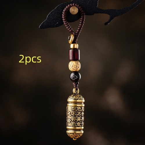 Brass Tibetan Heart Sutra Tube Keychain Pendant Bottle Keychain 2Pc - Shop at LoveMi