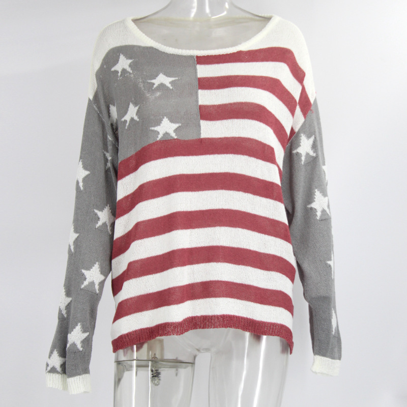 Title 2, Womens Five-Pointed Star Striped Sweater