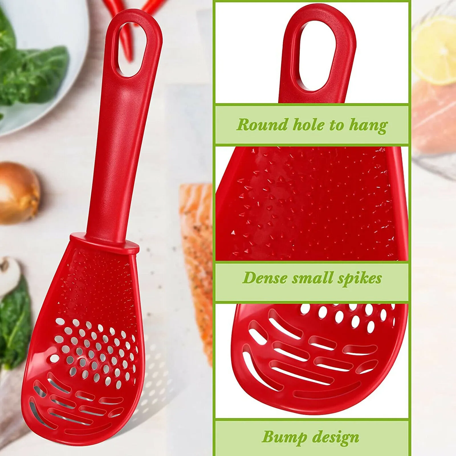 2PCS Kitchen Cooking Spoon Tool Multifunction Scoop Soup Skimmer Heat Resistant Kitchen Cooking Spoon – image 9