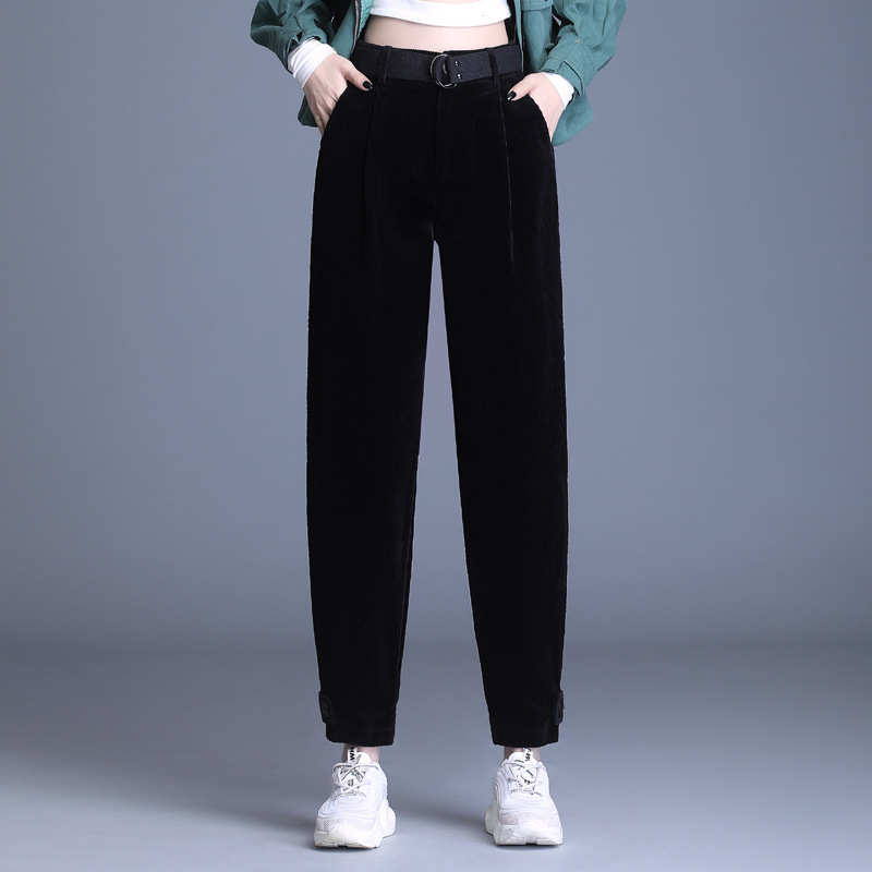 Papa Harlan Cropped Trousers Thick Tooling Corduroy Black - Shop at LoveMi