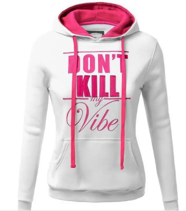 Hooded Long sleeved Slim fit Letter T Blood Sweater Women's Clothing White - Shop at LoveMi