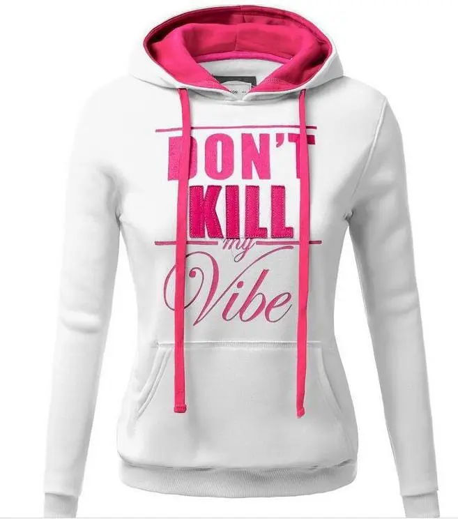 Hooded Long-sleeved Slim-fit Letter T Blood Sweater Women's Clothing - White